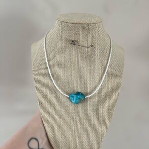 #59. Handmade Blue Shell Pendant Necklace - Women Jewelry